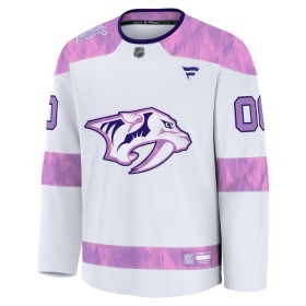 Nashville Predators Fanatics Hockey Fights Cancer Practice Custom 2024-25 Weiss Trikot - Herren